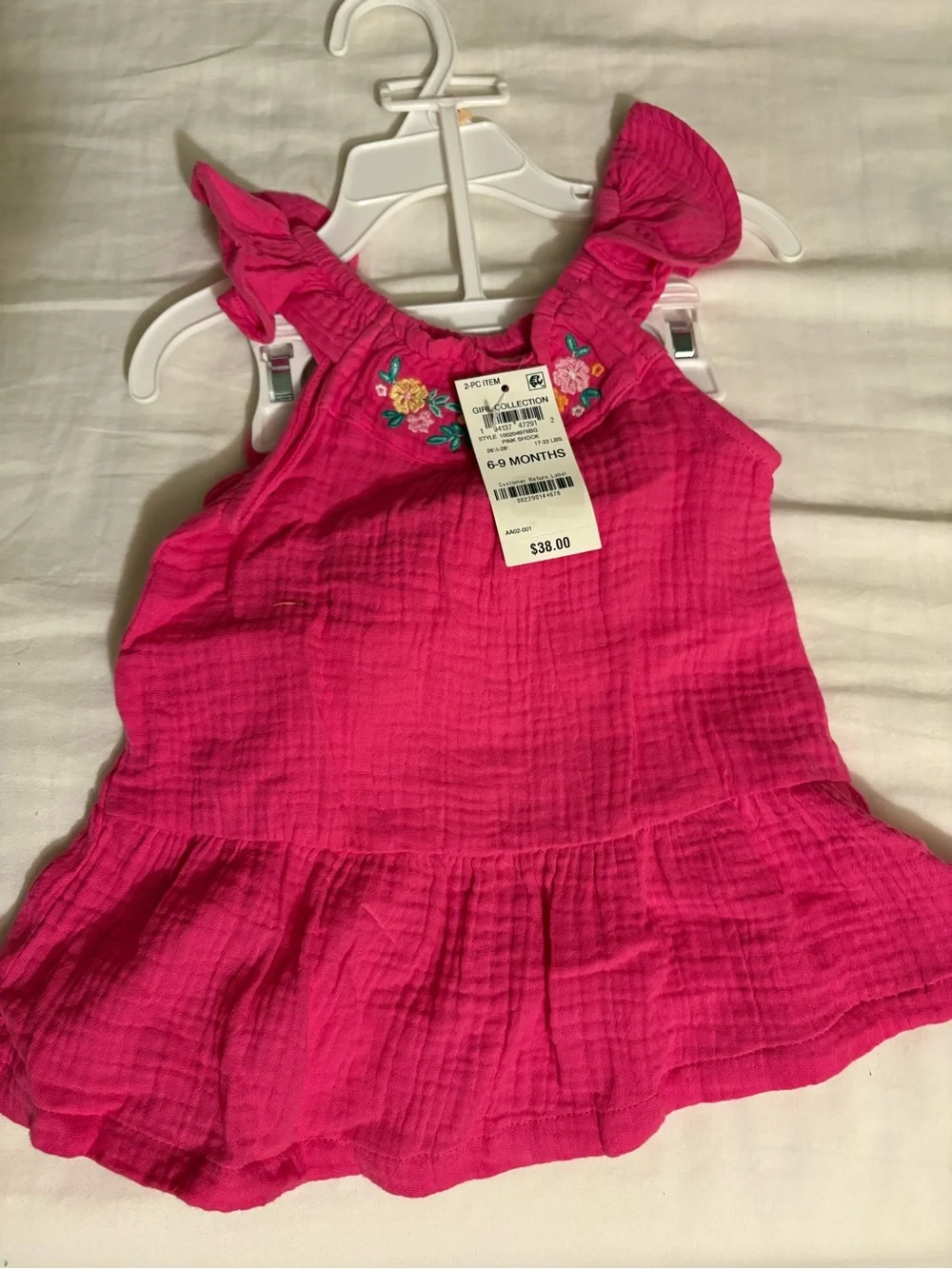 First Impression Girls' Hot Pink Ruffle dress and bottoms - 6-9 Months